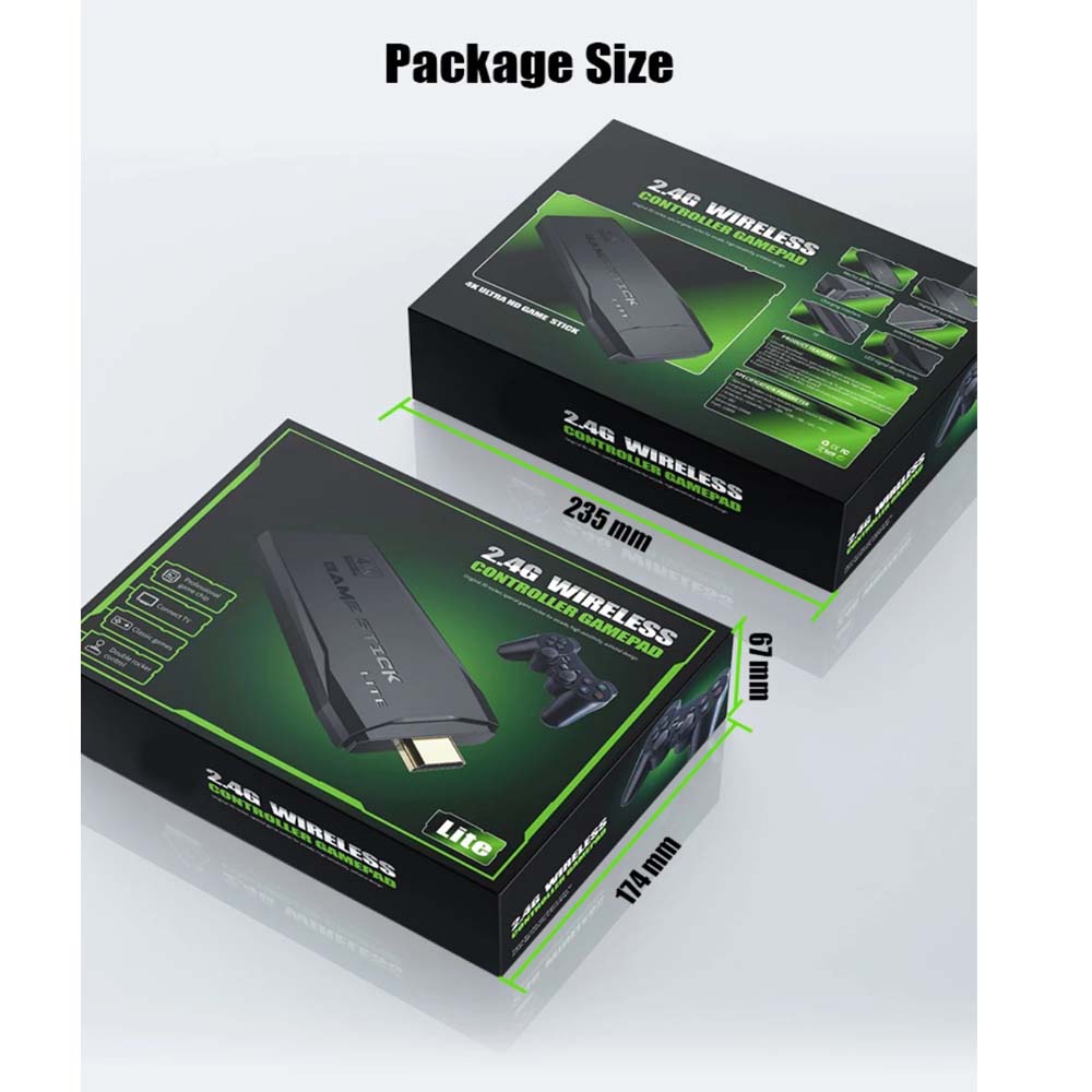 Professional Game Stick Lite - Plug & Play Console with 20,000+ Games, Dual 2.4G Wireless Controllers, 64G Storage (HDMI Ready)