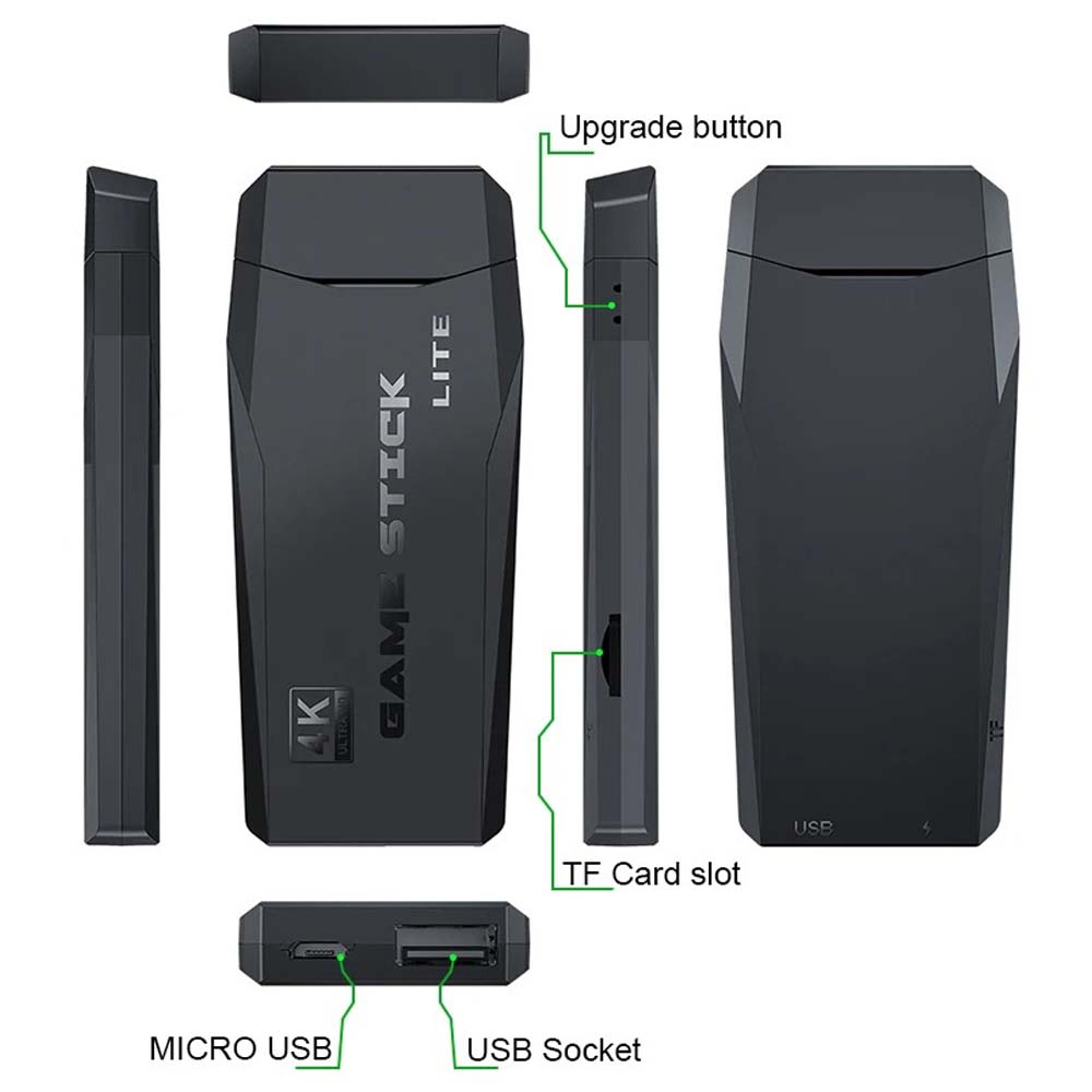 Professional Game Stick Lite - Plug & Play Console with 20,000+ Games, Dual 2.4G Wireless Controllers, 64G Storage (HDMI Ready)